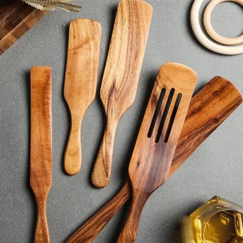 Деревянный Кухня Пособия по кулинарии посуда натуральное тиковое дерево Лопатка