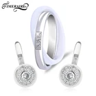 Набор женских керамических украшений, кольцо двойное с круглыми серьгами, 2021