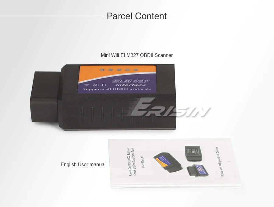Erisin ES380 ELM327 Wi-Fi OBDII адаптер сканера автомобиля диагностический сканирующий инструмент для iOS Android телефон