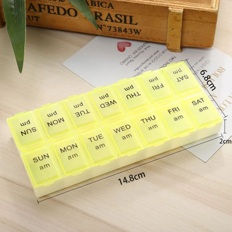 Чехол-органайзер для хранения лекарственных таблеток 7 дней в неделю 7/14 ячеек