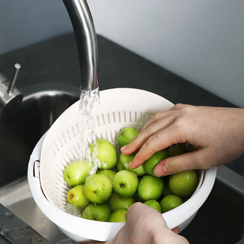 

Многофункциональная сливная корзина, съемная двойная корзина для хранения фруктов и овощей, фильтр для мытья овощей и лапши, кухонный инстр...