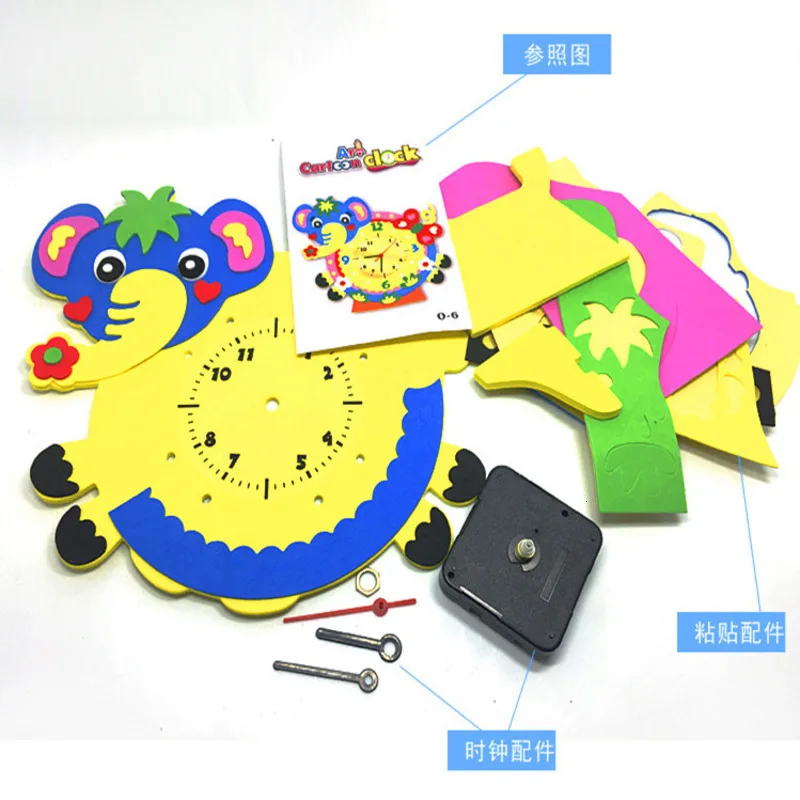 EVA 3D часы игрушки для детей милые ручные животные Обучающие головоломки