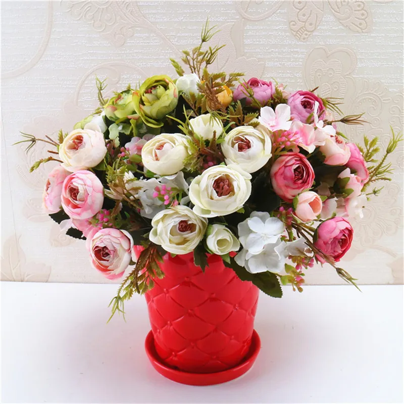 1 шт. искусственный Ретро букет из маленьких чайных роз свадебный