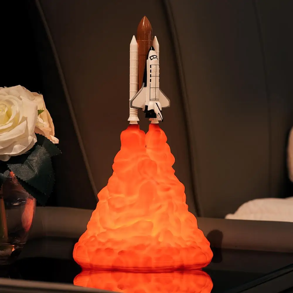 3D печать Космический Шаттл светильник светодиодный ночник USB перезаряжаемая ракетная лампа поддержка дропшиппинг