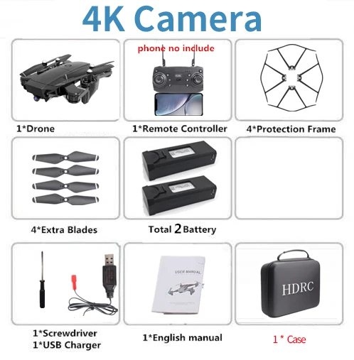 H13 RC 4K Дрон с широкоугольной WiFi HD камерой Дрон Профессиональный жестовой фотографии 1080P RC Квадрокоптер Вертолет VS LF606 E58 GD89 - Цвет: 4K With Case 2B
