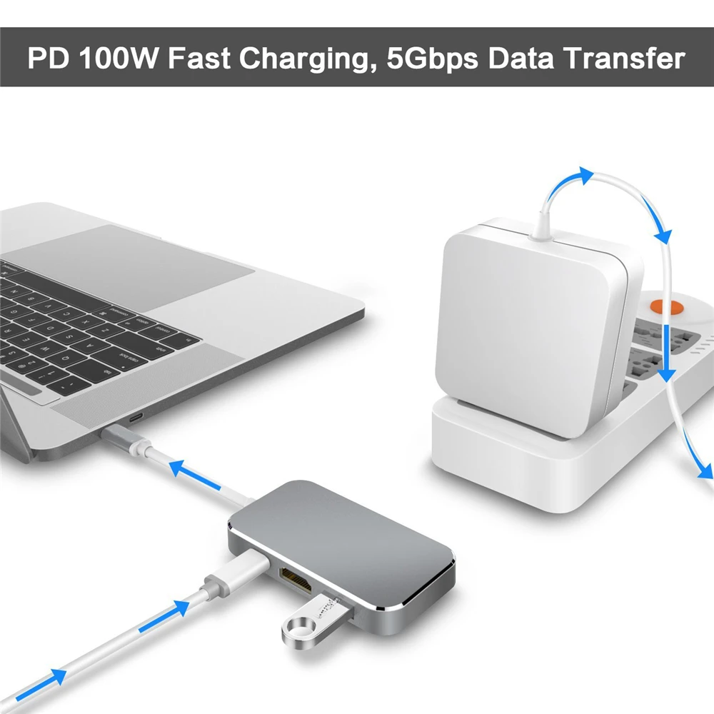 USB-концентратор Тип C на 4k HDMI-совместимый адаптер USB 3 0 pd зарядное устройство для