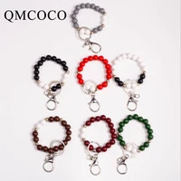 diy new style colorful wooden bead bracelet key chain fashion custom craft jewelry decoration bracelet accessories pendant