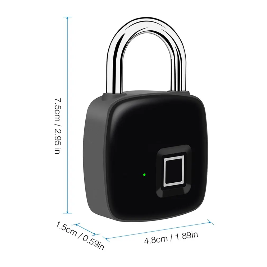 

P3+ Wireless Fingerprint Padlock Keyless Smart Lock Biometric Security Touch Waterproof USB Charging For Gym Door Case