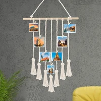 wood diy photo display wall pictures living room macrame tapestry hanging decor with 30 wood clips art beautiful home decoration