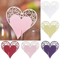50 hot sale 50pcs hollow heart wine glass wedding party mark name place card table decor