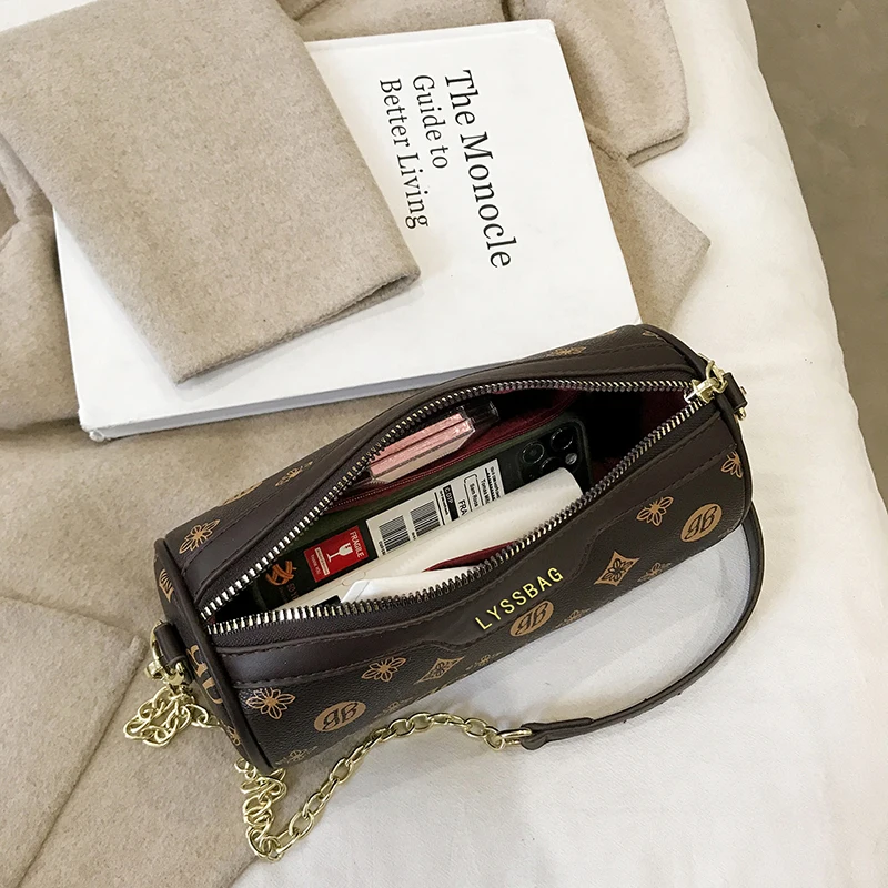 

Women Boston Handbags,9 Inch Leather Handbag,Crossbody Bag,Brand Printed Ladies Shoulder Bag,7 Inch Qulited Baguette Bag