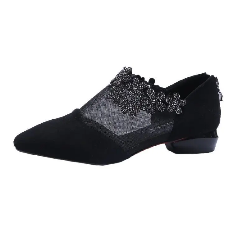 

Flat sole shoes 2020 spring new all-match pointed thick heels mesh back zipper sexy women's shoes women shoes shoes for women