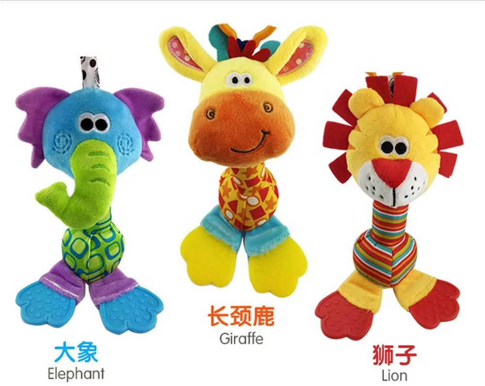 Baby Newborn Cartoon Animal Bed Hanging Rattle Giraffe/Elephant/Lion/Duck/Puppy/Monkey Handbells Infant Teether | Игрушки и хобби