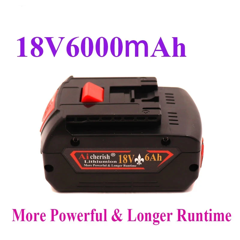 

With Charger 18V 6000Ah Rechargeable Li-Ion Batteries For Bosch 18V Battery Power Tool Backup 6Ah Portable Replacement BAT609