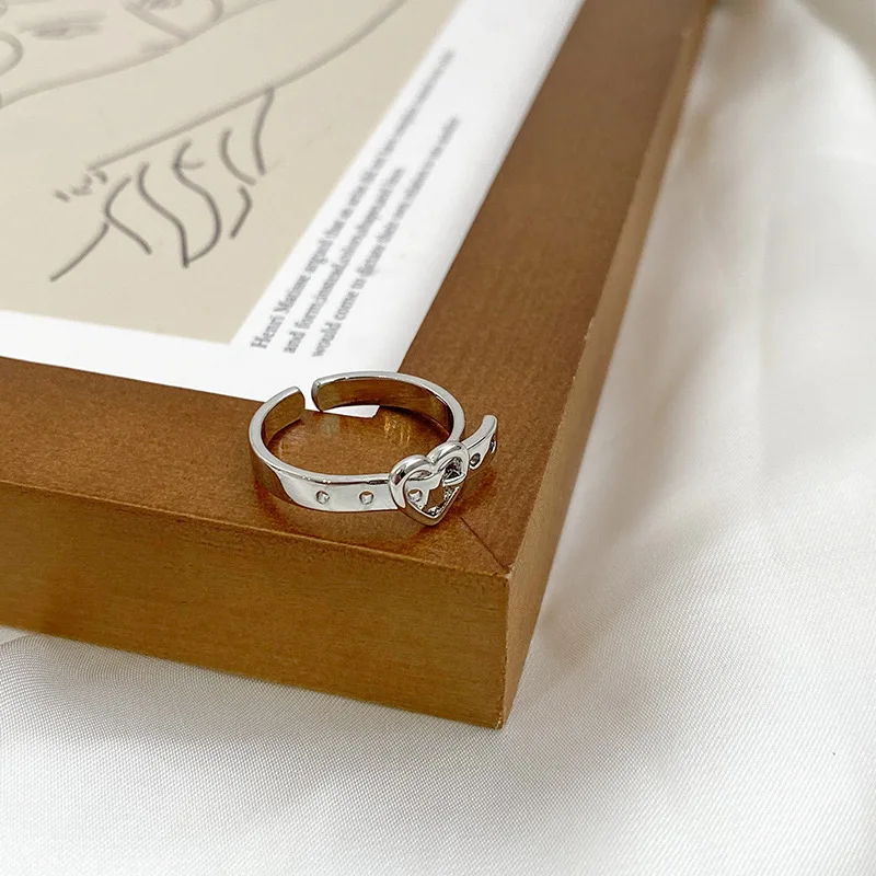 

Korean Style Love Belt Buckle Rings for Women Open Adjustable Lady Fashion Personality Light Luxury Index Finger Ring Minimalist
