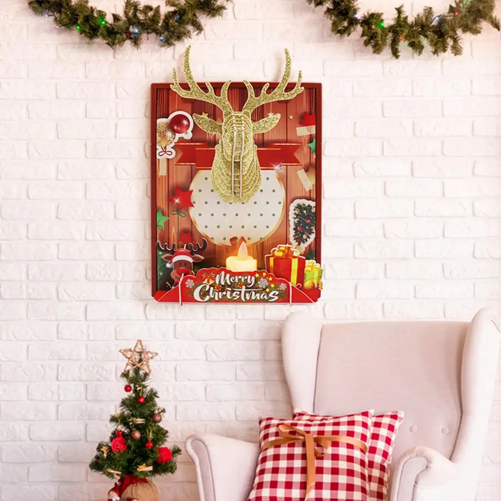 

Christmas 3D Puzzle Elk Frame Luminous Candlestick Puzzle for Adults Kids Jigsaw Festive Ornaments Puzzles