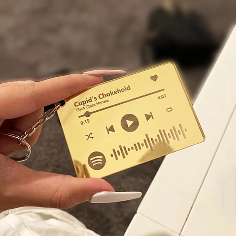 

2021 New Trend Spotify Code Keychain Fashion Personality Acrylic Music Nameplate For Couple's Gift Jewelry Charm Sleutelhanger