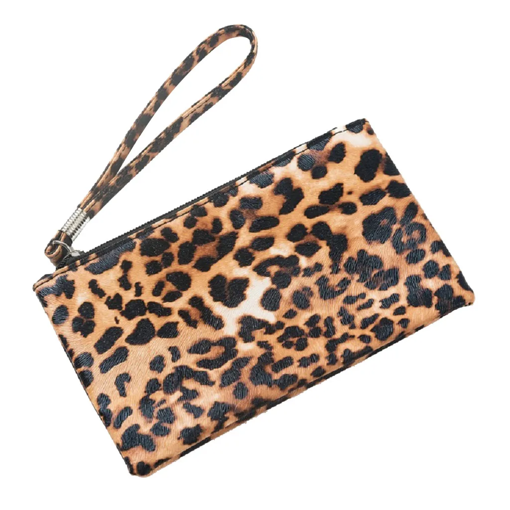 Женский сексуальный вечерний клатч сумка на плечо Длинный кошелек с леопардовым