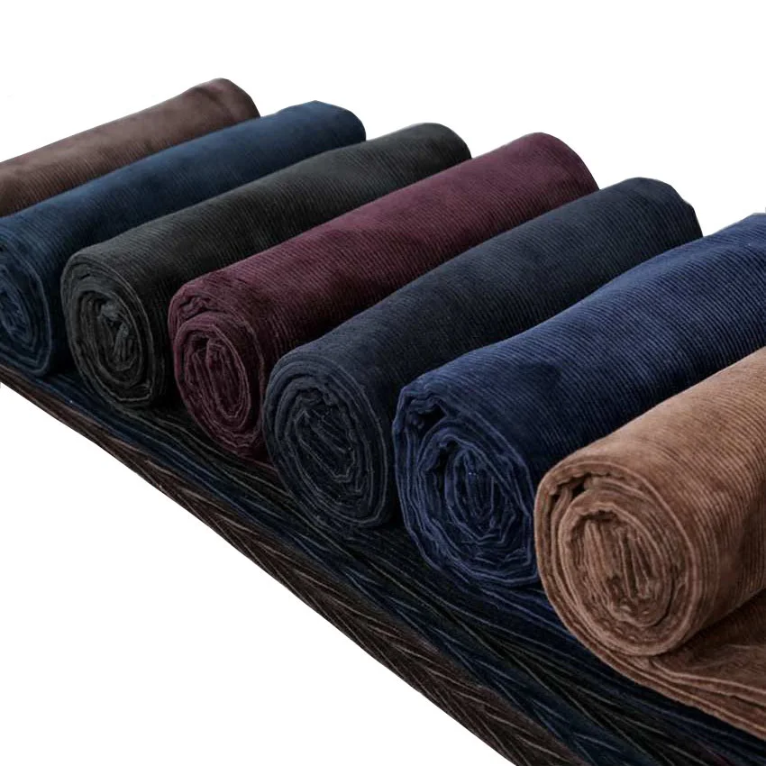 Мужские плотные брюки красного и синего цвета свободные эластичные вельветовые