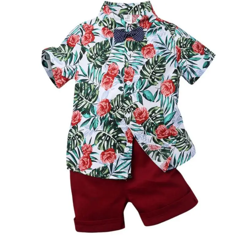Новинка 2020 года костюм джентльмена с цветочным принтом для маленьких мальчиков