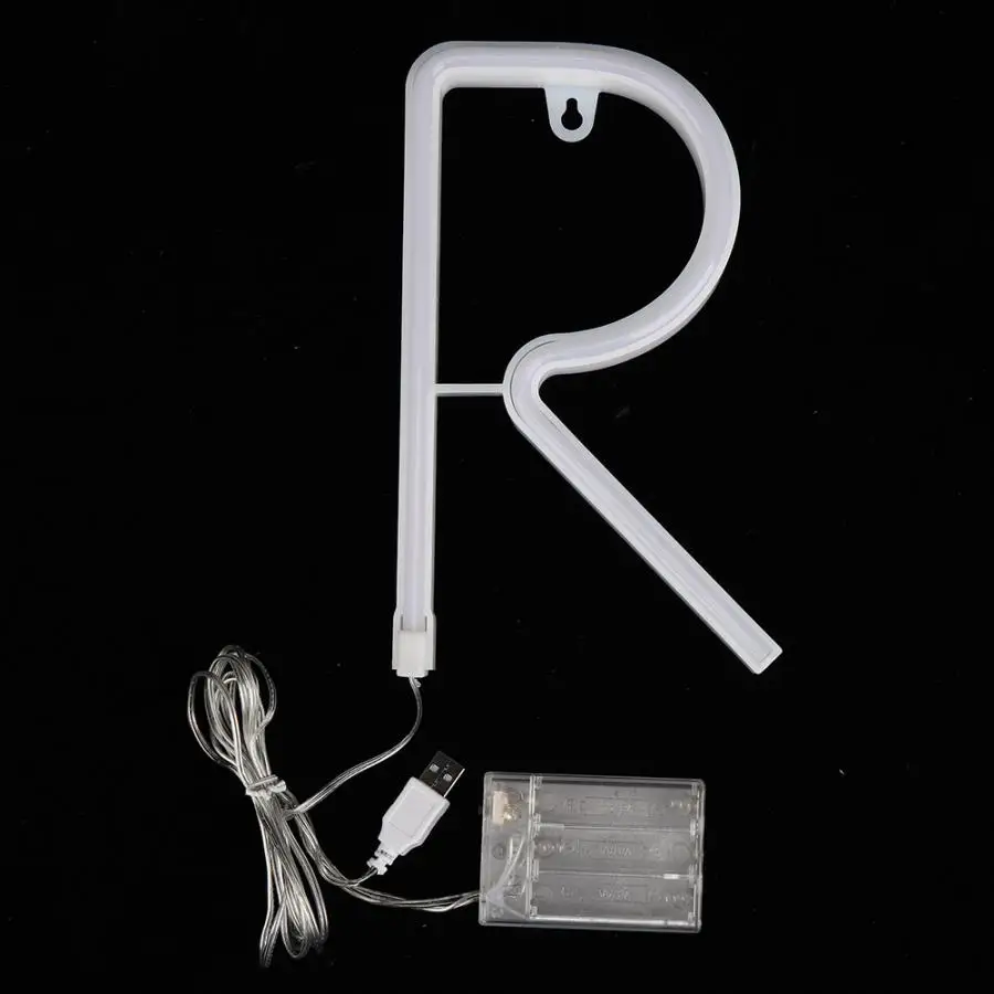 Светодиодный неоновый светильник USB Power с буквой R розовый или цветной настенный