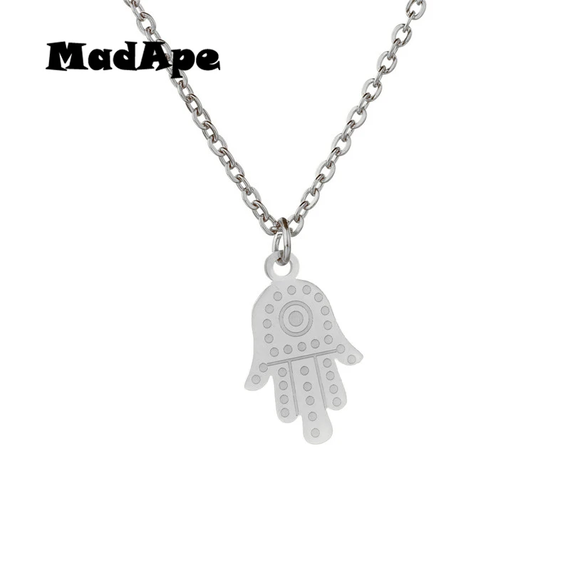 MadApe ожерелье из нержавеющей стали с подвеской Хамса для женщин Золотая рука