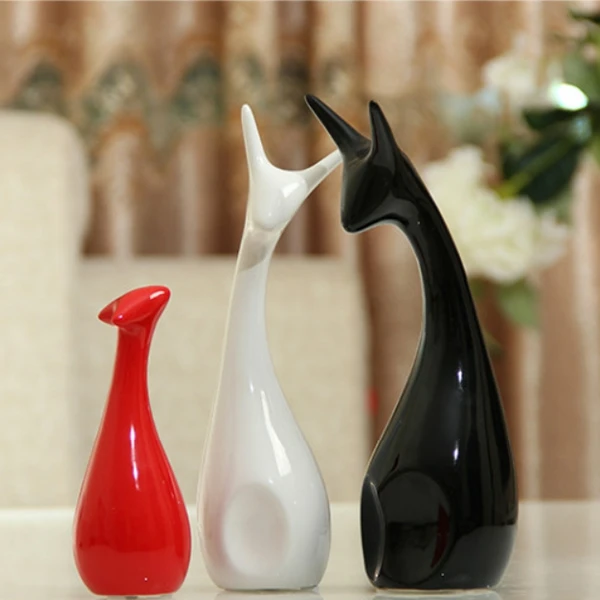 

Nordic modern ceramic crafts Decoration / ornaments ...(Matte - deer Family of three)