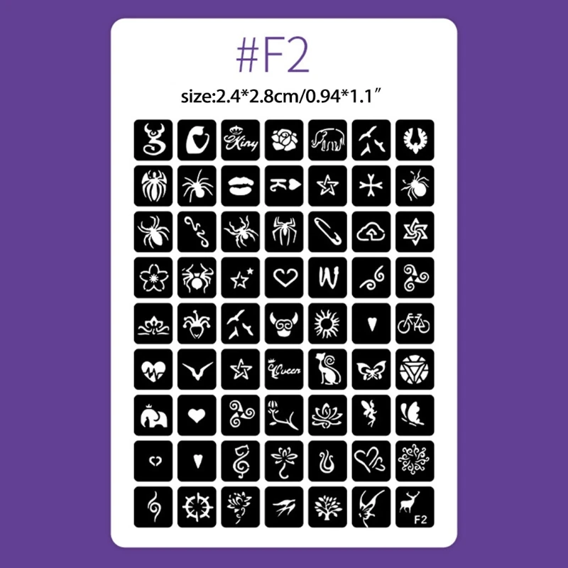 

E8BB Temporary Tattoos Kit Semi Permanent Freehand Ink Stencils Set DIY Art Painting