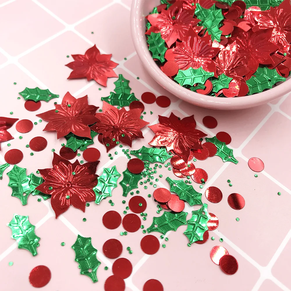 15 г/лот разноцветные блёстки для рукоделия цветочные листья круглые Блестки