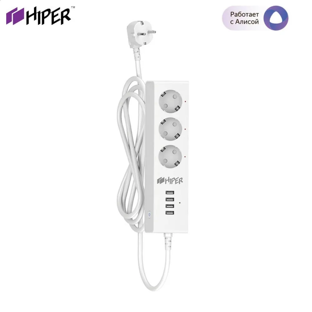 Умный сетевой фильтр HIPER IoT PS34 3 розетки 4хUSB порта|Сетевые шнуры и удлинители| |
