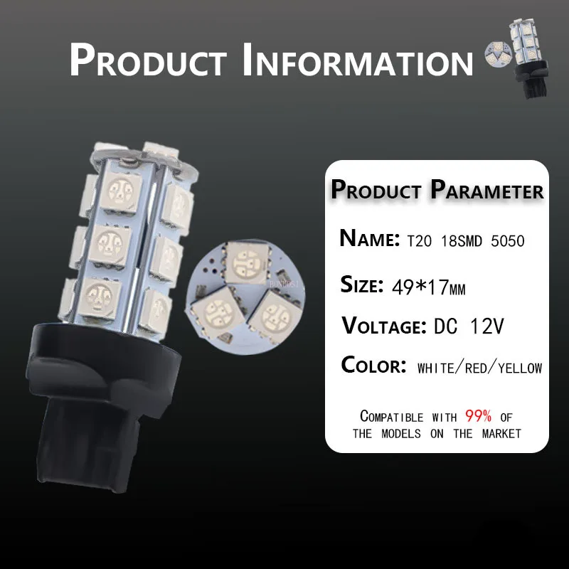 2 шт. BA15s BAU15S 18smd P21W 18 светодиодный 5050 SMD 1156 smd Белая автомобильная лампа