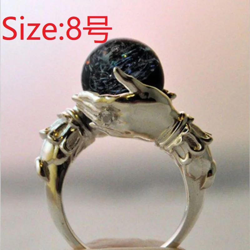 

2021 Trendy Retro Transfer Luck Beads Crystal Ball Finger Ring Astrology Jewelry Feng Shui Glass Ball Rings For Women Men Gifts