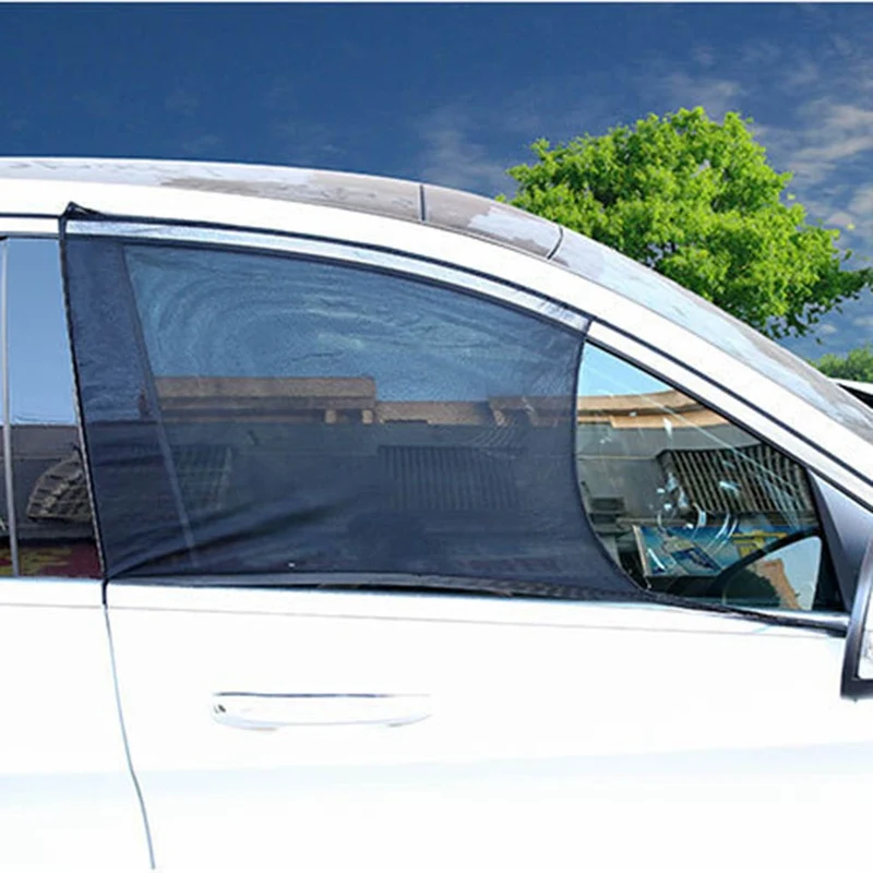

2Pcs Adjustable Car Side Rear Window Sun Shade Mesh Cover UV Protection Sun Visors Insulation Anti Mosquito Fabric Shield