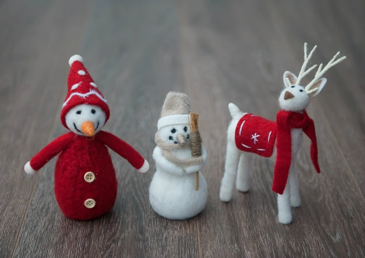 Новогоднее украшение для дома снеговик шерсть войлочная кукла мини-игрушки