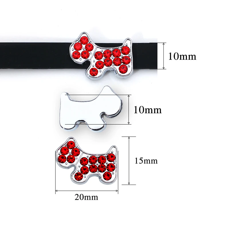 Слайдер шармы в подарок Прозрачный Стразы Собака 10 шт. внутренний диаметр мм