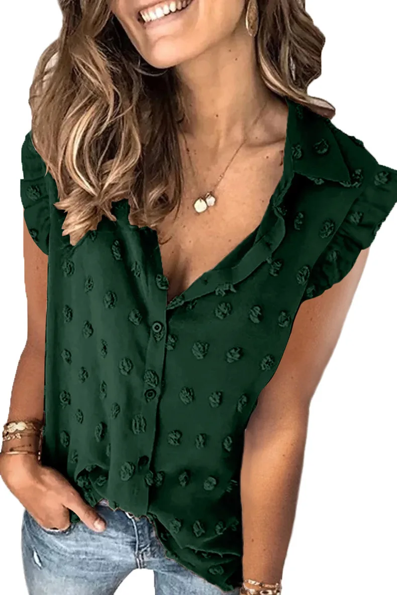 

New Lapel Sleeveless Vest Shirt Solid Color Fashion Embroidery Single-Breasted Cardigan Top Women Summer 2021 3XL Large Size