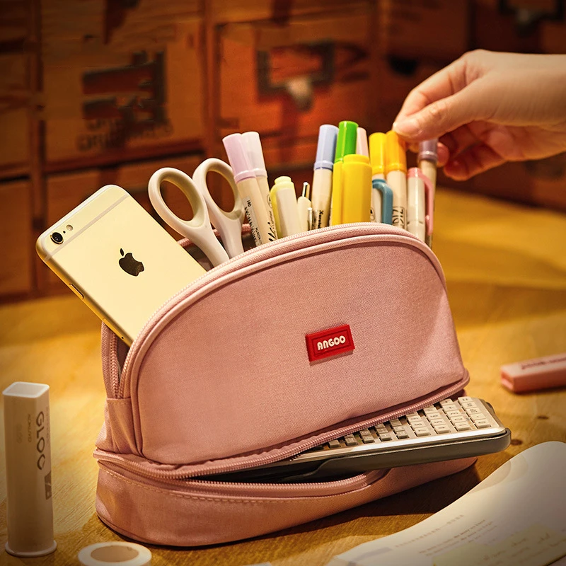 

Angoo Hamburger Pen Case Pencil Bag Double Storage Space Japanese Design Pouch Organizer For Stationery School Cosmetic A6439