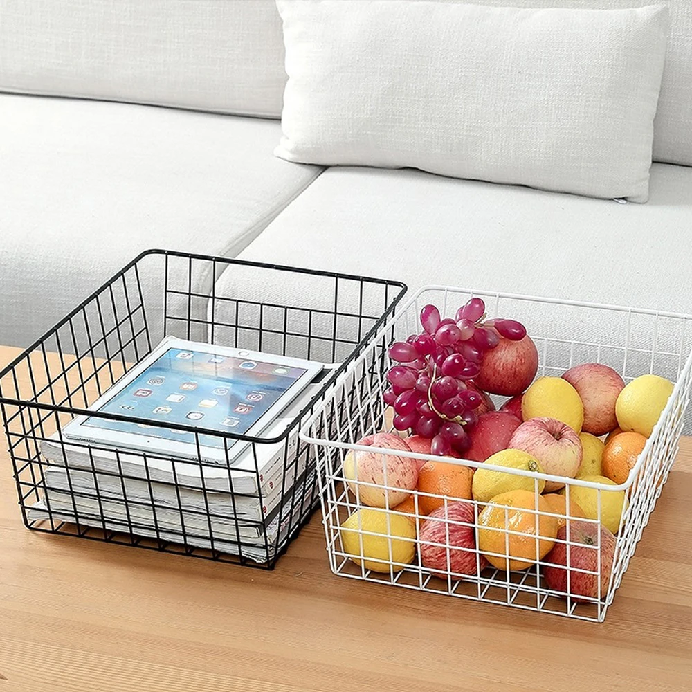 

Nordic Metal Wire Storage Basket Office Desktop Sundries Makeup Brushes Holder Cosmetics Desk Storage Organizer Iron Basket