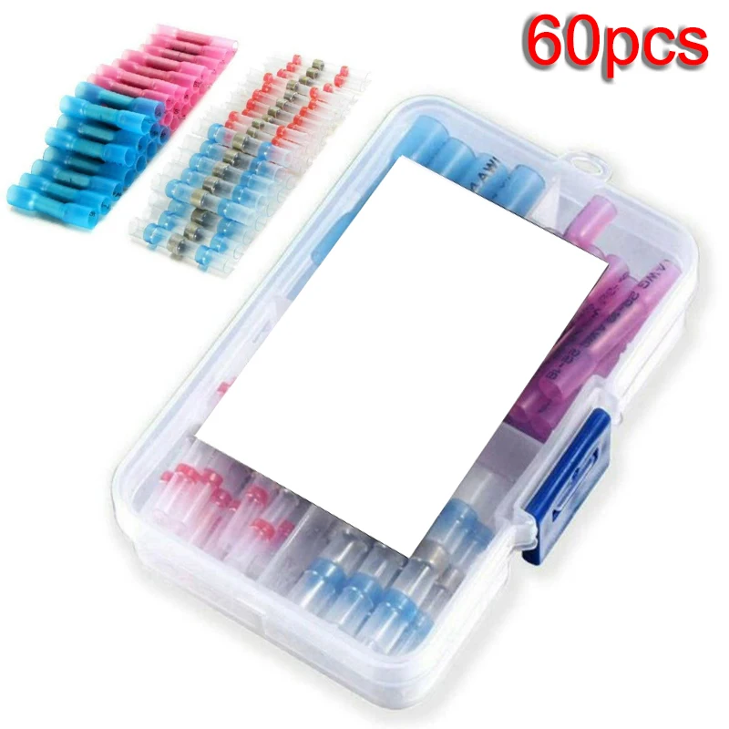 

Butt Heat Shrink Connectors 60pcs Solder Wire Waterproof Marine Welding