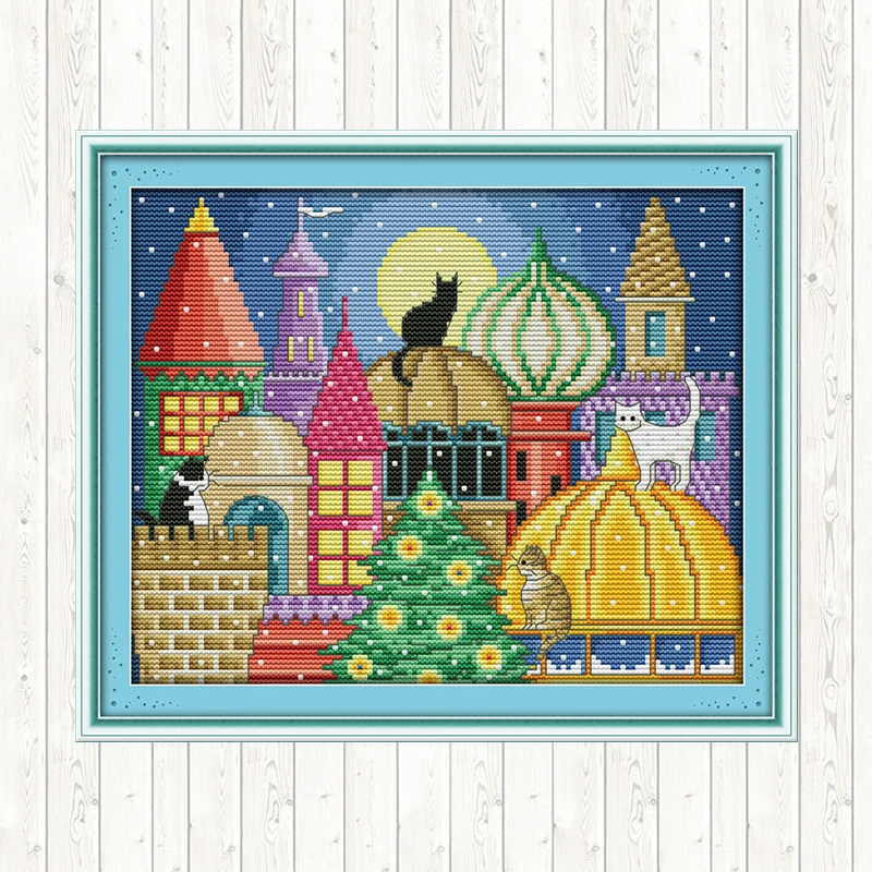 Набор для вышивки крестом The Cat City 14ct 11ct DMC вышивка нитью на холсте наборы