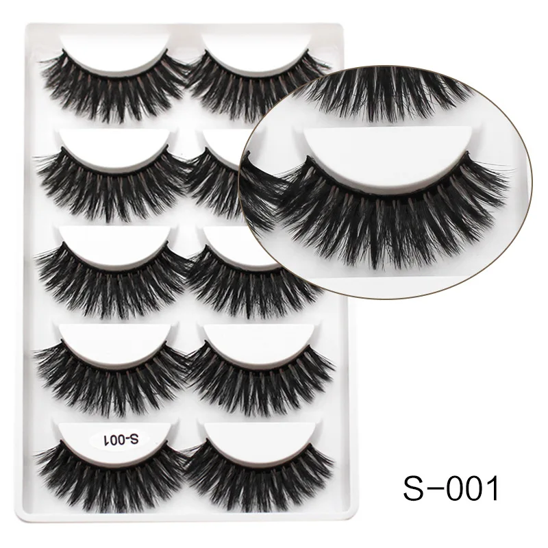 

3D Mink False Eyelashes 5 Pairs of Thick Natural Multi-Layer 10-15mm Eyelash Makeup Extension Eyelash Growth Supplies Eyelash