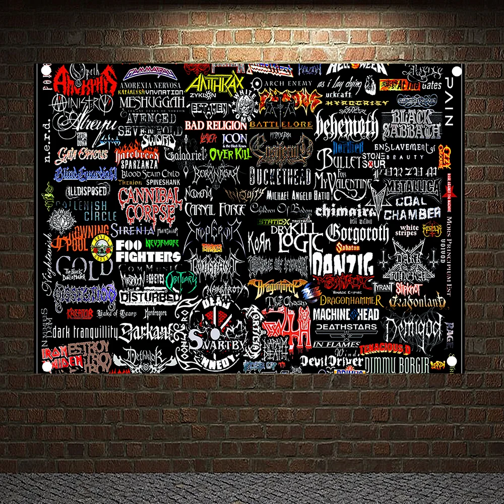 Metal Music pop Band graffiti culture Shabby chic Rock poster flag banner tapestry cloth Art Bar Cafe Bedroom Home Decor Gift A6