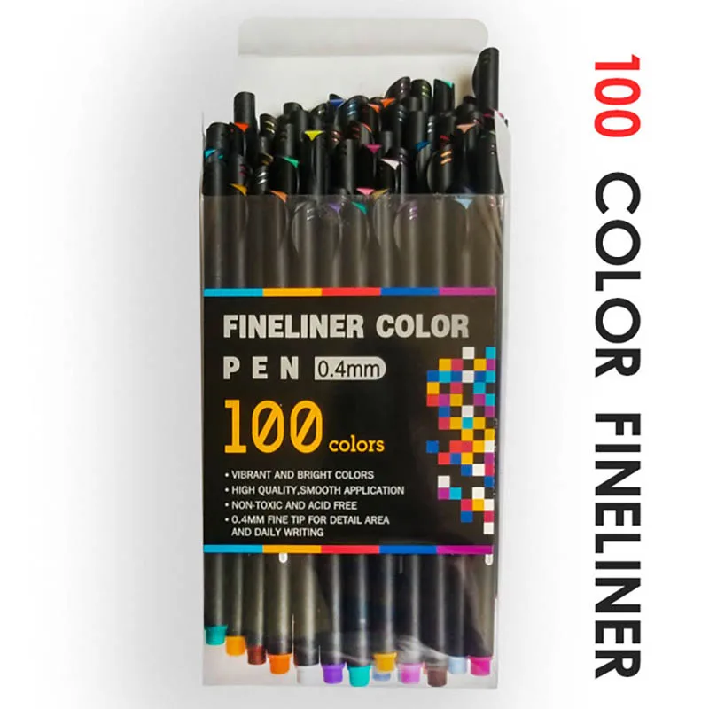 

100 цветов 0,4 мм Художественный маркер с тонким наконечником ручки с тонким вкладышем гладкая ручка для скетчинга художественные принадлежн...