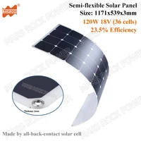 highest efficiency solar panel with waterproof string junction box 120w 18v sunpower semi flexible panel