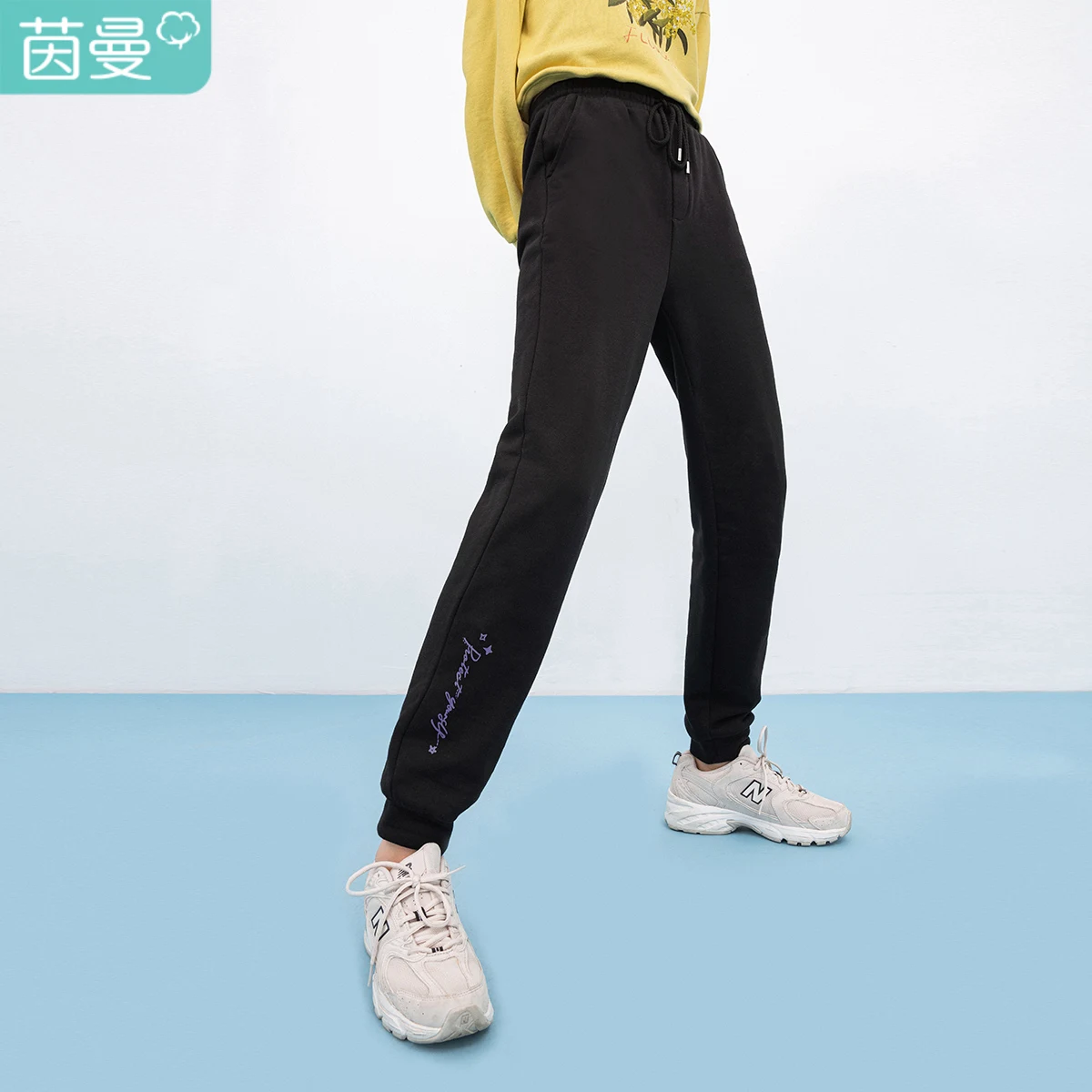 

INMAN Autumn Spring Women Black Jogging Jogger Slim Cotton Korean Fashion Casual Sport Style Printed Harem Women's Pants