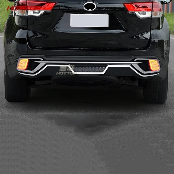 HPU эластичный материал серебристый задний бампер Накладка для Toyota Highlander 2018