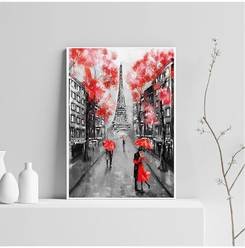 Абстрактный портрет девушка с зонтом холст картины настенное искусство для