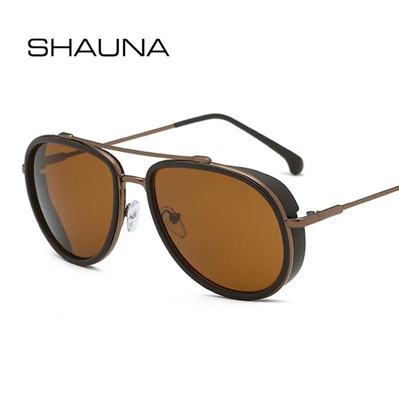 SHAUNA Brand Designer Vintage Pilot Punk Sunglasses Fashion Steampunk Shades UV400
