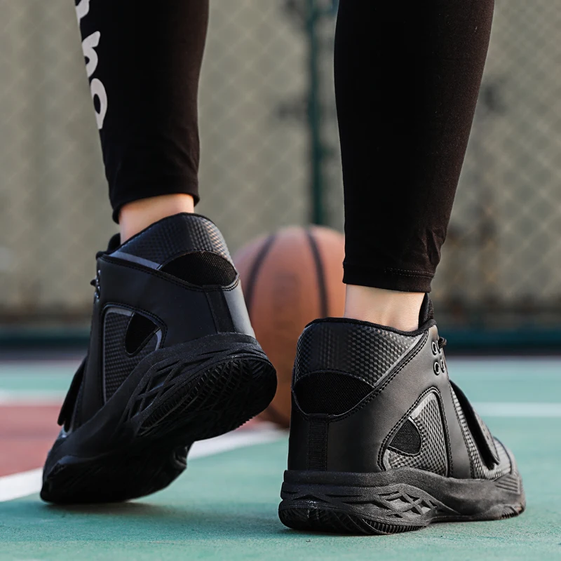 Черная Баскетбольная обувь мужские уличные кроссовки мужская высокая дышащая