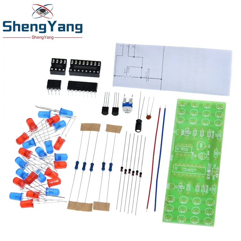 Комплект светодиодных электронных светильников NE555 CD4017 IC красные синие